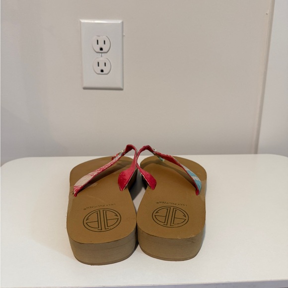 Lilly Pulitzer Floral & Tan Beach Sandals - Picture 4 of 5